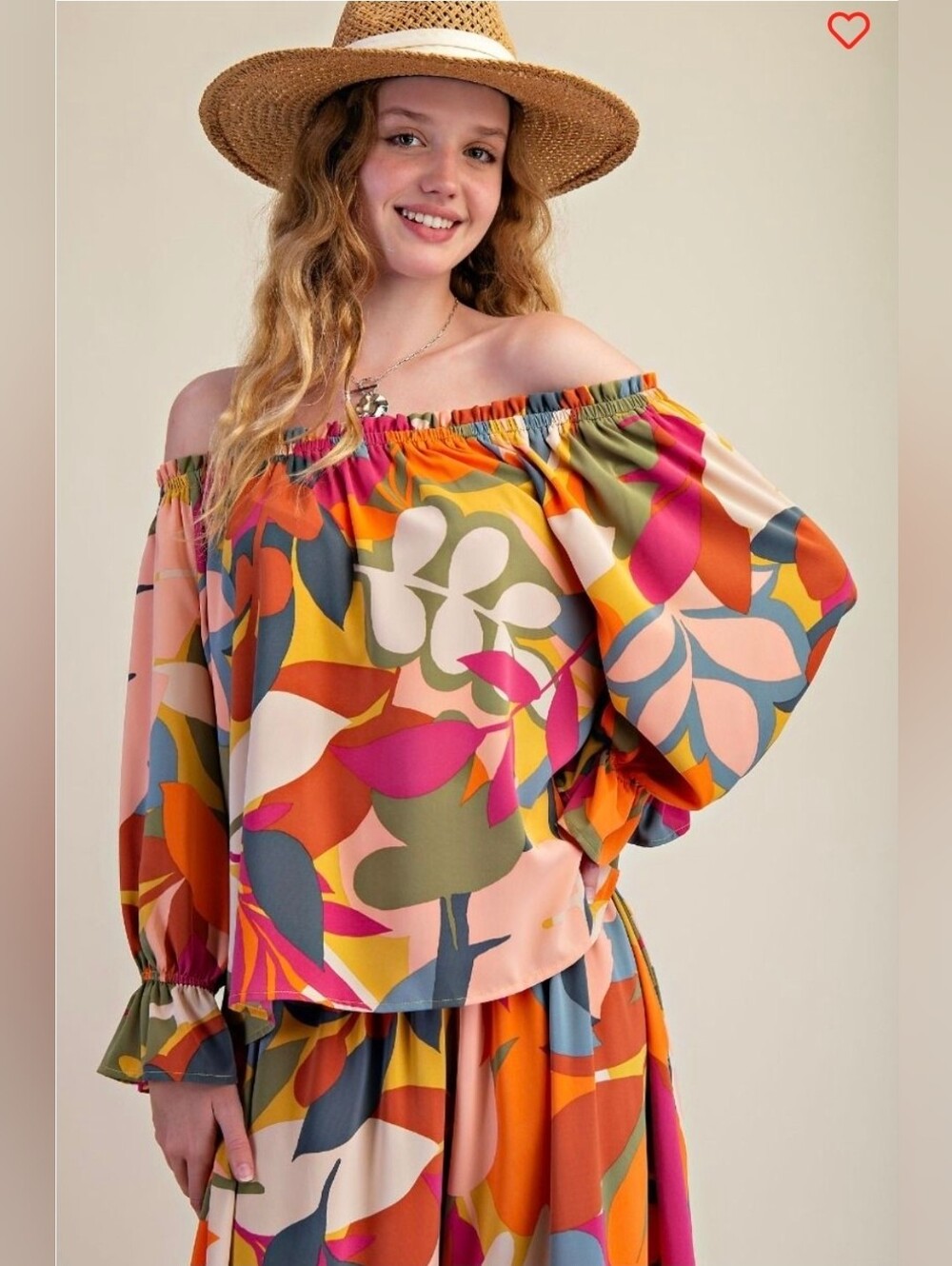 Easel Mustard Star Abstract Leaf Off Shoulder Top – Size Small Oversized NWT